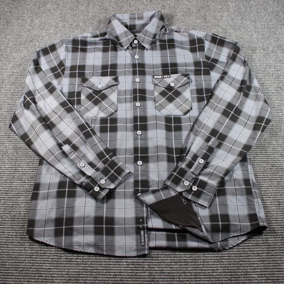 Dixxon Flannel V-Twin Visionary Mens XL Gray Black  Plaid D-Tech - Picture 1 of 7